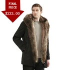 Мужское пальто, зимняя парка с 100% натуральным кроличьим мехом на подкладке, Воротник из меха енота, ветрозащитное пальто высокого качества