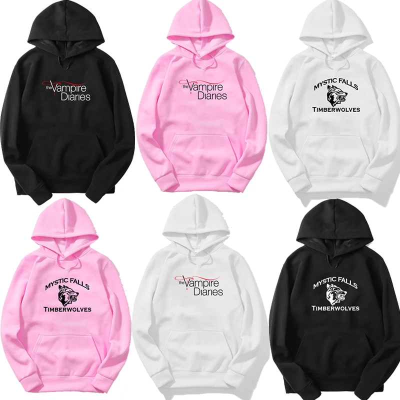 

The Vampire Diaries Long Sleeve Hoodies Fashion Casual Autumn Funny Clothing Loose Hoodies Lovely Sweatshirt Hoodies Women Men