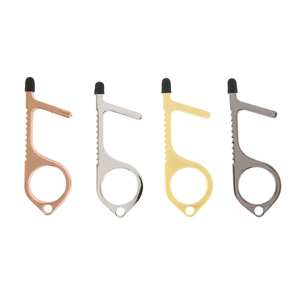 

4pcs Anti Contact Door Opener No Touch Key Door Opener Key Chain Non-contact Door Handle Elevator Artifact Keychain