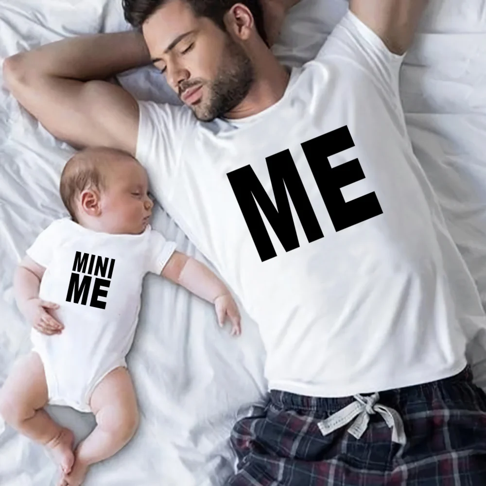 Повседневная футболка для детей и папы ME & MINI Детские хлопковые комбинезоны