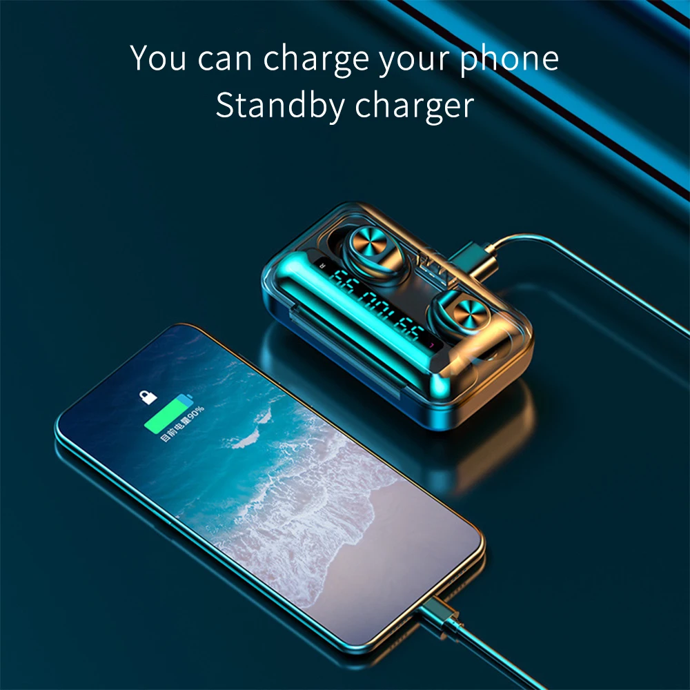 F9 10 Bluetooth 5 0 гарнитура TWS fone de ouvido цифровой дисплей три true display Спорт беспроводной