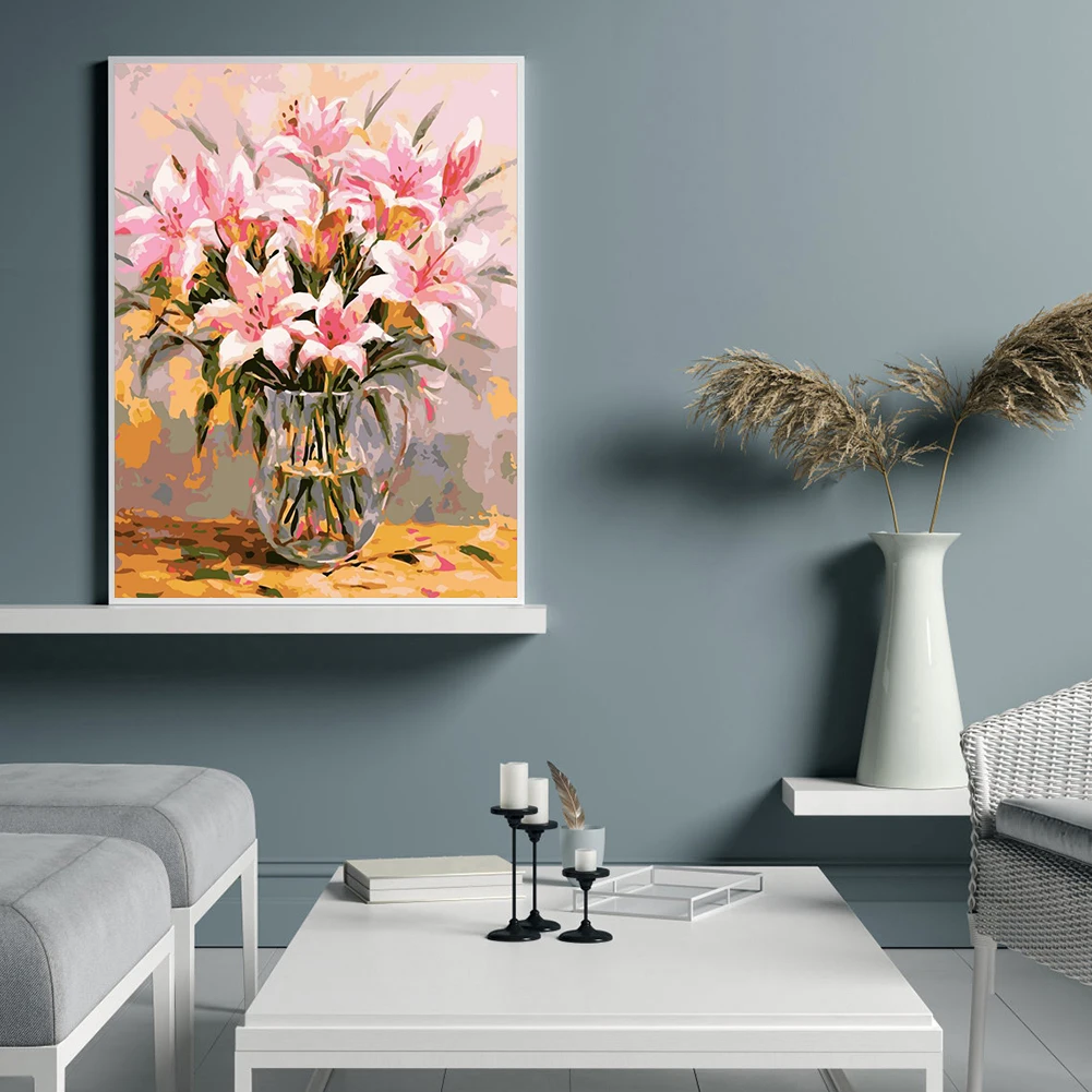 

Painting By Numbers Kit DIY Colorful Flower Canvas Full Set Oil Art Picture Ornaments for Home Wall Decoration