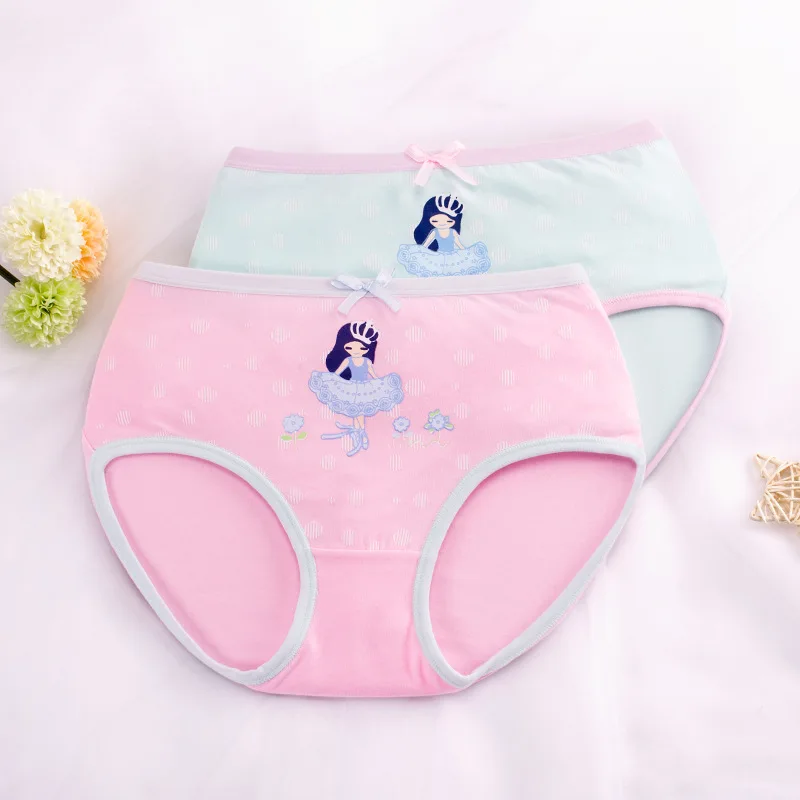 2 шт./лот Милое хлопковое нижнее белье для девочек с рисунком брифес Трусы синего