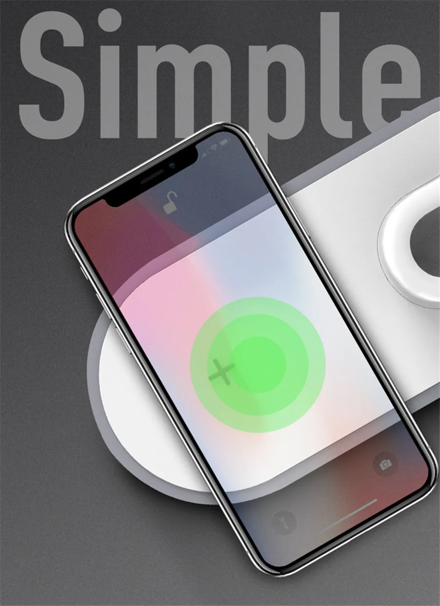 QI TYPE-C быстрая мульти для iPhone Xs Max XR X 8 8Plus телефон Apple AirPods watch беспроводное быстрое зарядное устройство 10 Вт 3 в 1 Подставка для зарядки