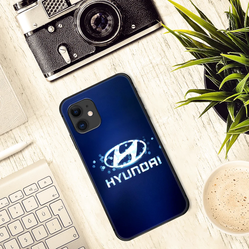

HYUNDAI car logo Phone Case Cover Hull For iphone 5 5s se 2020 6 6s 7 8 12 mini plus X XS XR 11 PRO MAX black Coque Silicone