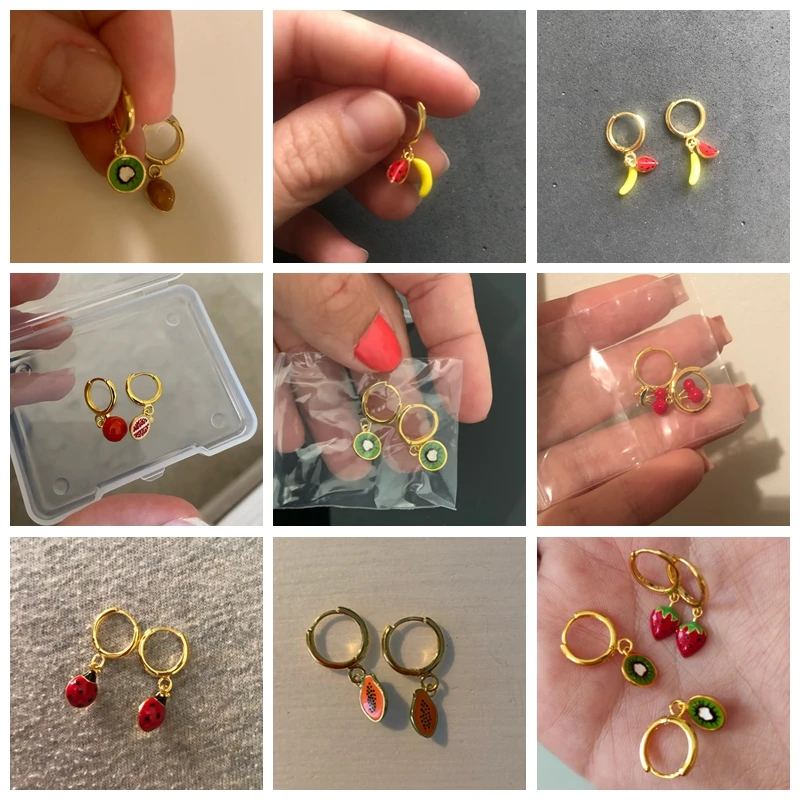 Женские серьги-кольца с эмалью ROXI Design милые изящные украшения в виде фруктов