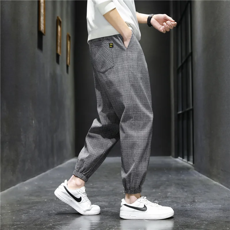

2021 New Brand Sweatpants Mens Clothing Harajuku Joggers Cargo Pants Plus Size Casual Fashion Korea style Trousers Plaid Clothes