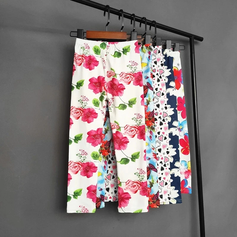 

Baby Kids Pants Spring Summer Girls Floral Printed Pants Sweet Girl Casual Stretchy Skinny Leggings Children