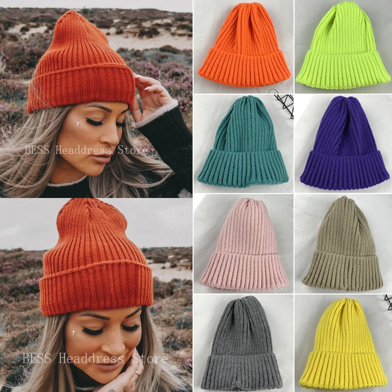 

2021 Winter Hats for Woman New Knitted Solid Beanies Autumn Female Beanie Watch Cap for Girls Warmer Bonnet Ladies Casual Cap