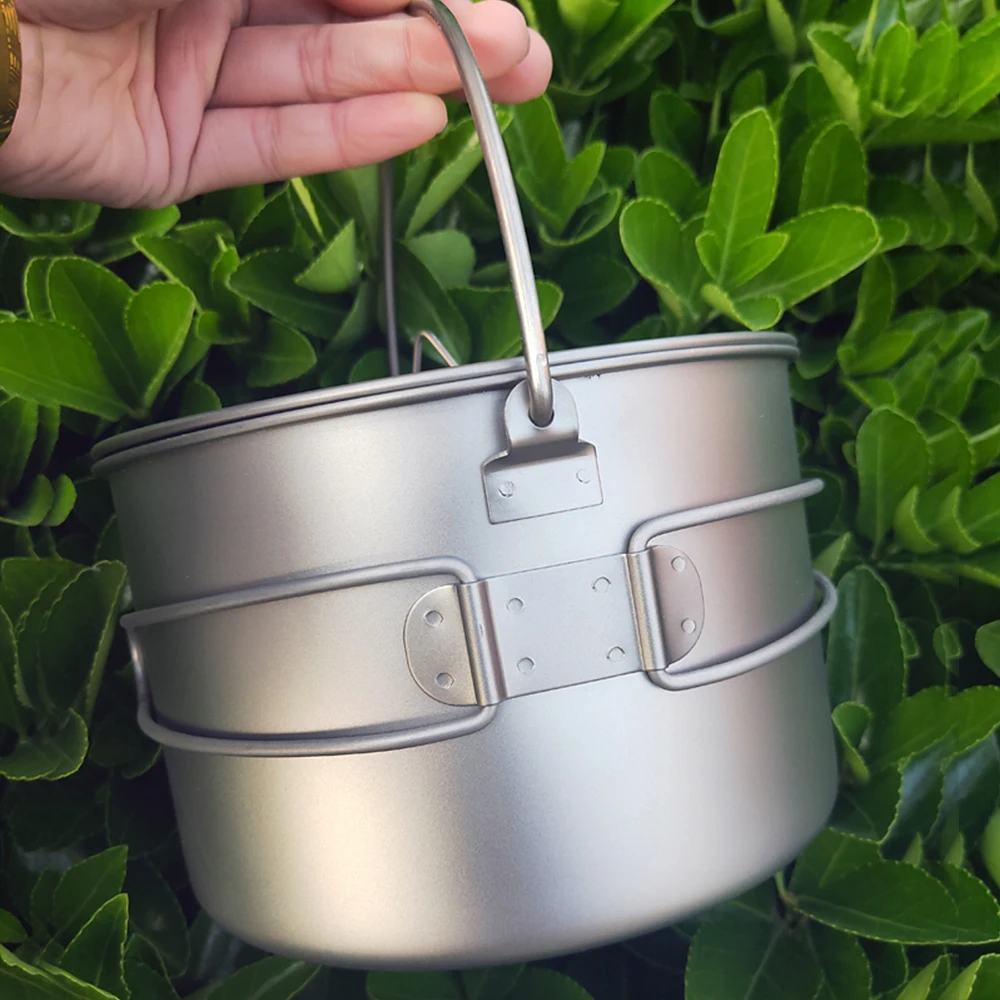 

Lightweight Camping Titanium Cookware Set 2.8L Pot with 1.1L Pan for Outdoor Camping Backpacking Hiking Picnic Cooking Equipment
