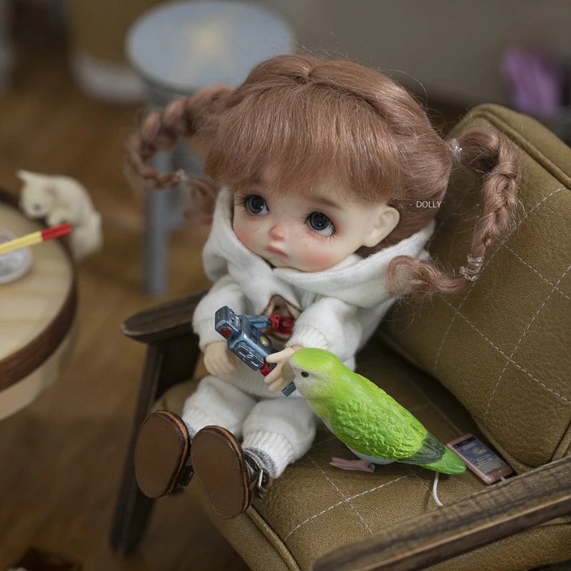 Супер кукольный парик 1/8 BJD милый мохеровый с двумя косичками для куклы волос