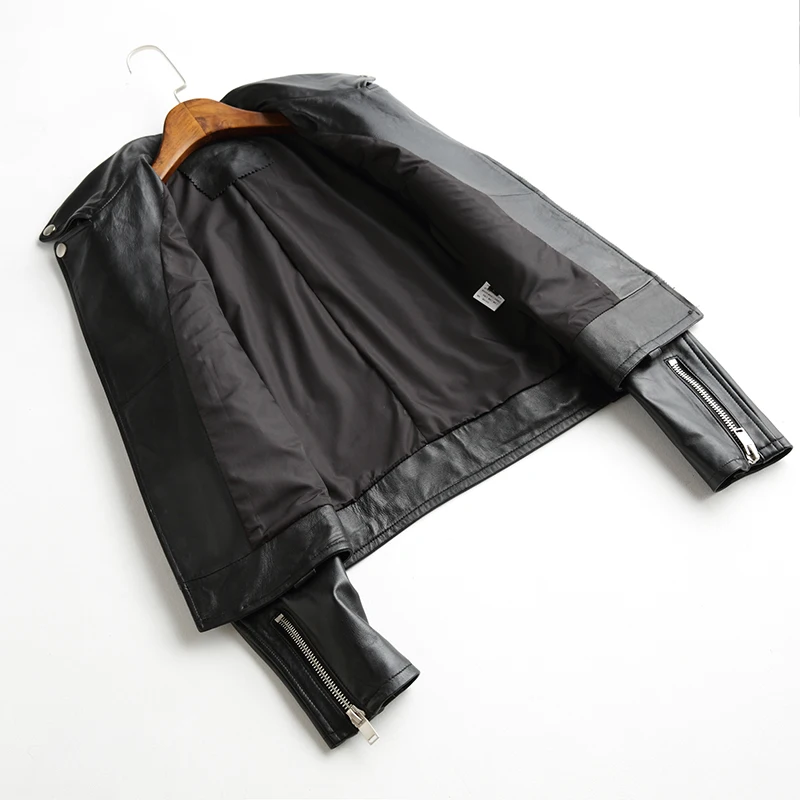 Женские кожаные куртки 2020 натуральная короткая байкерская куртка Крутое пальто