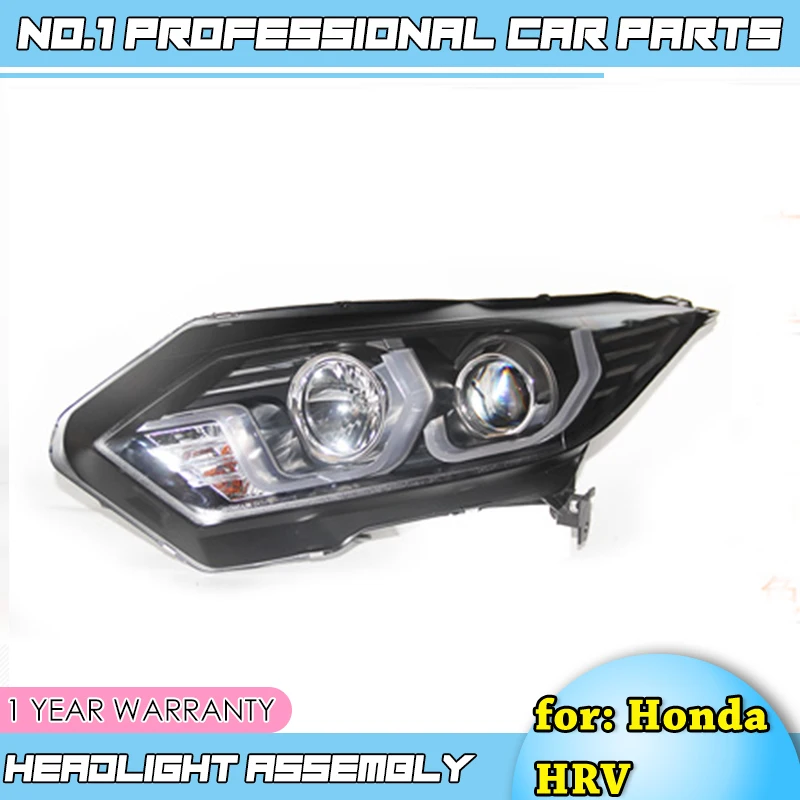 

car accessories For Honda HR-V HRV headlights 2015 2016 For Vezel head lamp LED Double U DRL front light Bi-Xenon Lens xenon HID