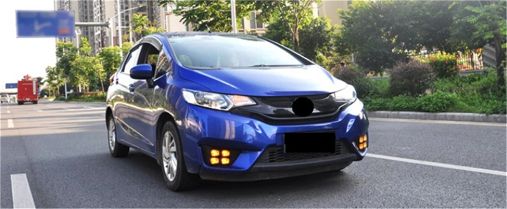 CSCSNL 1 Set LED Car DRL Daytime Running Lights With Turn Yellow Signal 12V ABS Fog Light For Honda JAZZ Fit