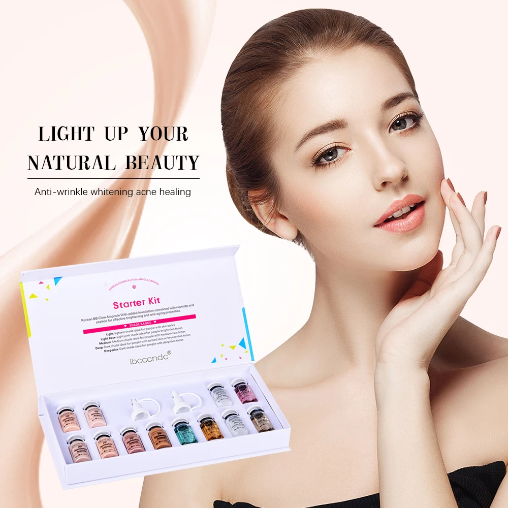 

12pcs/Set BB Cream Skin Cream Meso White Brightening Serum with Dropper Natural Nude Concealer Skin Whiteing Foundation Dropship