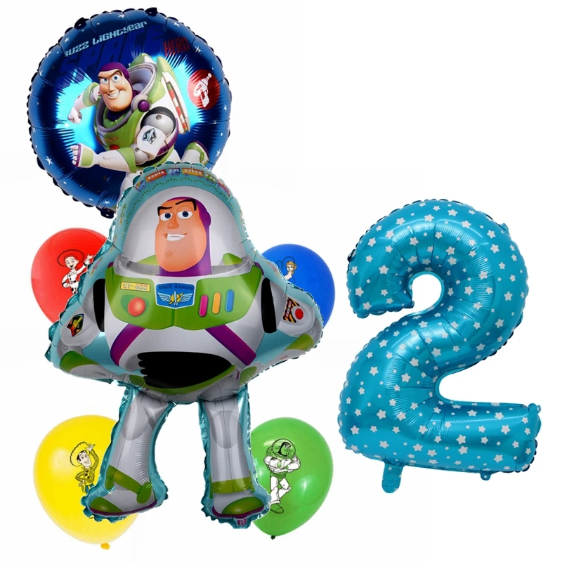 Toy Story Buzz Lightyear Printing Latex Foil Balloon 32inch Number Kids Favor Birthday Party Decor 7pcs/Suit Inflatable Supplies | Дом и сад