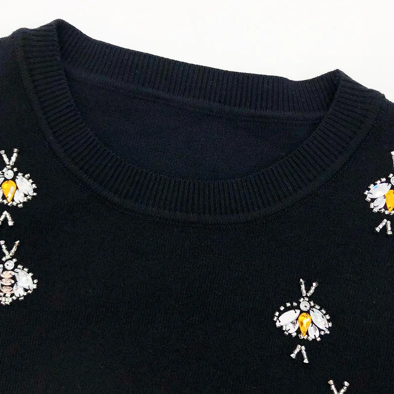 SAYTHEN 2021 Роскошные брендовые осенние зимние черные свитера пуловеры вязаные