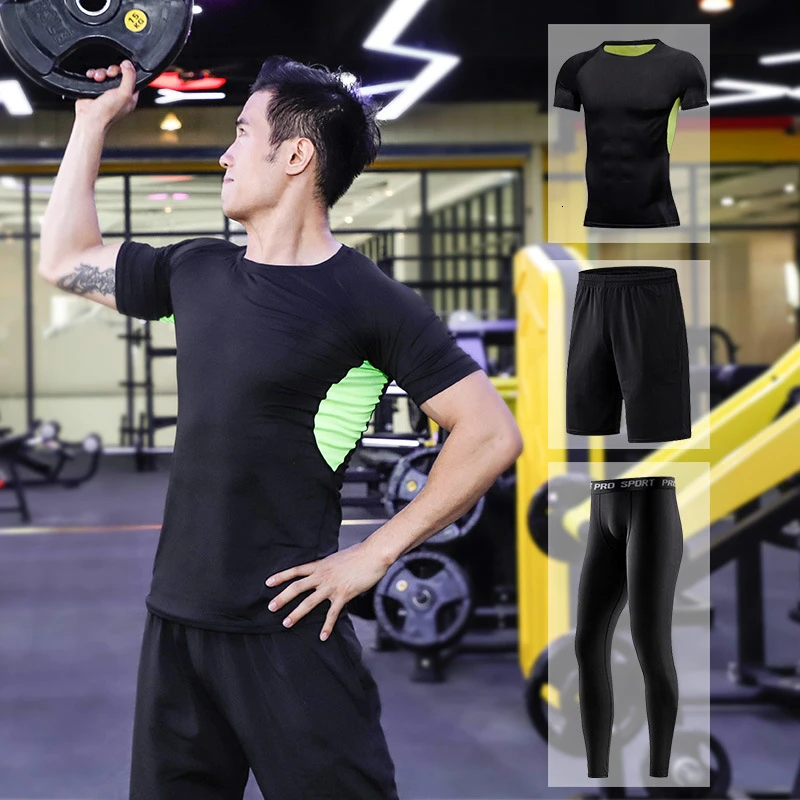 Мужская спортивная одежда компрессионный спортивный костюм мужской комплект