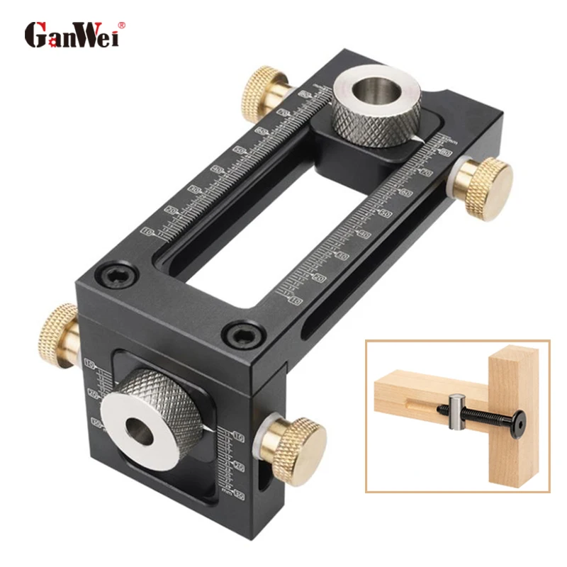 

GanWei Adjustable 2-in-1 Drilling Guide Rail Positioner T-type Screw Drilling Positioner Is Used for Connecting Cabinet Boards