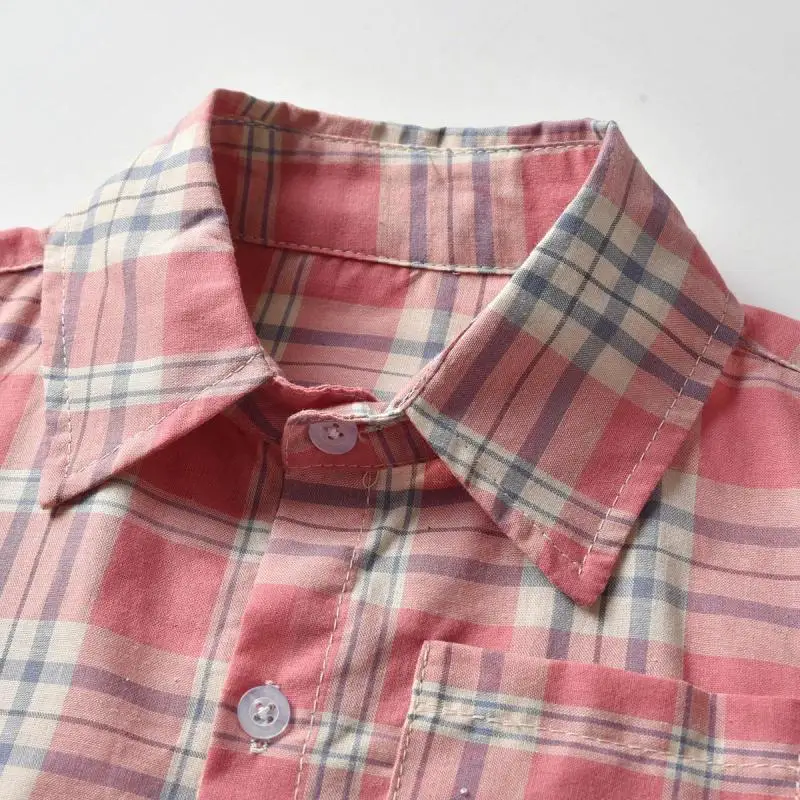 Рубашка для мальчиков рубашки с коротким рукавом Blusa Rosa розовая повседневная