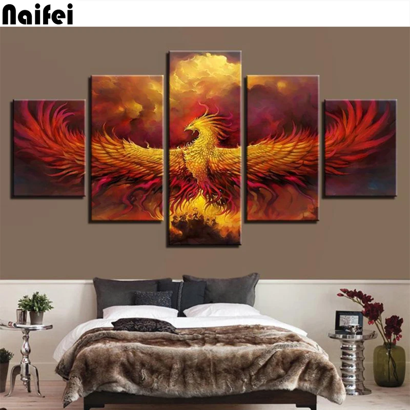 5D алмазная живопись своими руками вышивка 5 штук Феникс Крылатый полная