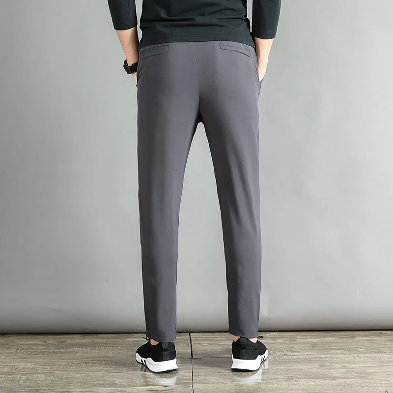 

Summer Men Pants Casual Elastic Waist Straight Flat Trousers Comfortable Soft Breathable Brand Mens Clothing moletom masculino