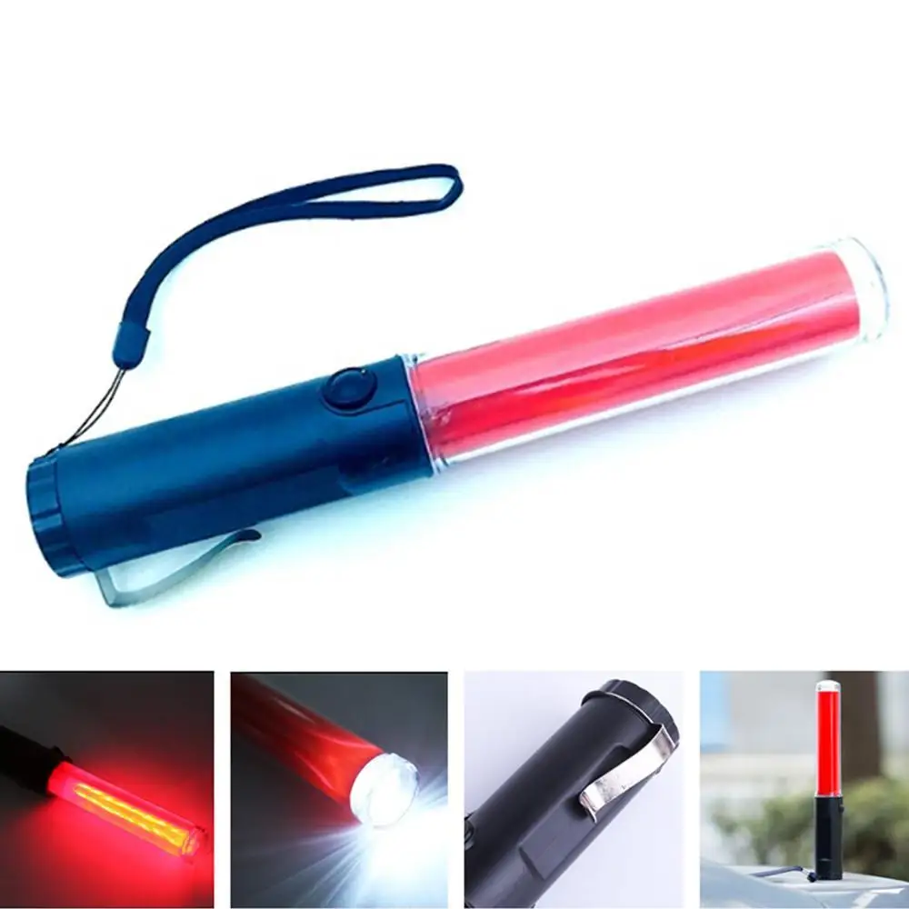 

New 26cm Battery Powered Traffic Safety Flashlight Powerful LED Lamp Torch Lantern Traffic Police Equipment Lamp Red Baton Light