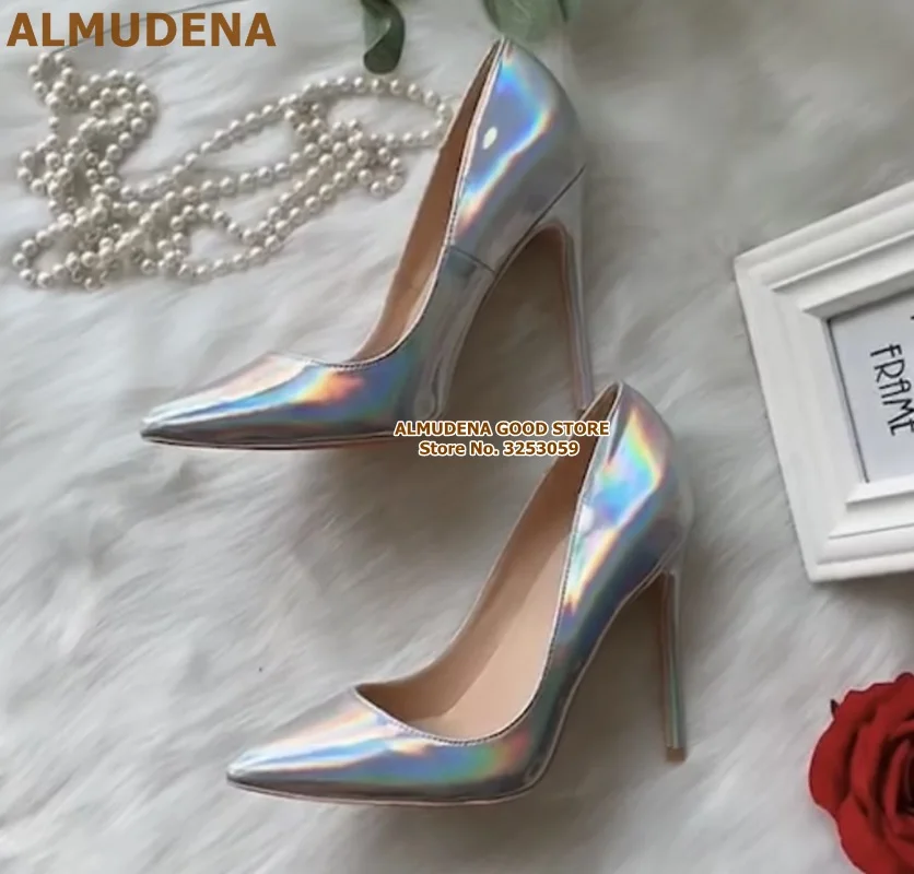 ALMUDENA/женские туфли-лодочки с острым носком; цвет флуоресцентный, фиолетовый; Каблук 12 см; модельные туфли из лакированной кожи; блестящие свадебные туфли на каблуке