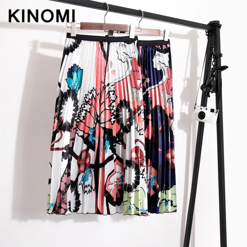 KINOMI 2020 новые весенние летние винтажные богемные плиссированные юбки с цветочным