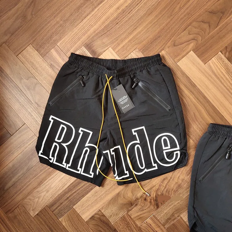 

Rhude X Patron Shorts Men Summer Mesh Swimming Trunk 3 Options Unisex Zipper Drawstring Short Pants