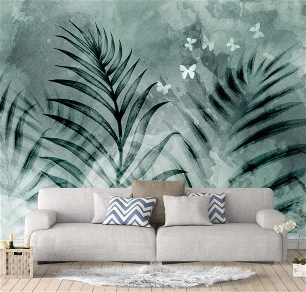 

milofi custom large wallpaper mural creative hand-painted plant butterfly retro nostalgic creative background wall