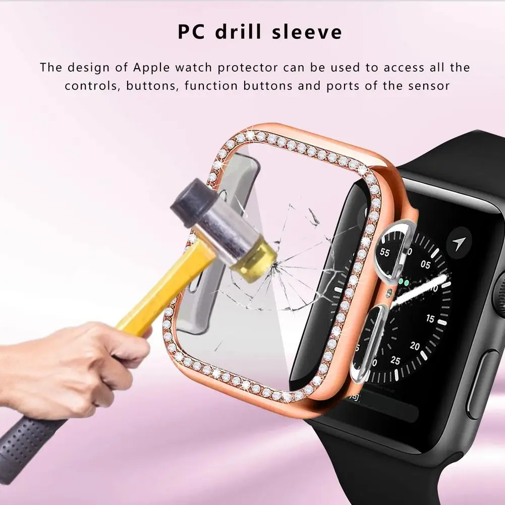 Новинка 2021 защитный чехол с инкрустированными бриллиантами для Apple Watch 4/5/6/SE