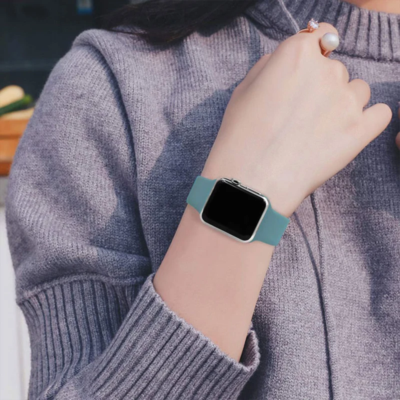 Silicone Strap For Apple Watch band 40mm 44mm 38mm 42mm Rubber belt smartwatch wristband Sport bracelet iWatch serie 3 se 4 5 6
