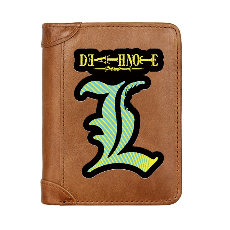 

Classic Death Note Logo Male Genuine Leather Wallets Men Wallet Credit Business Card Holders Purses Women High Quality