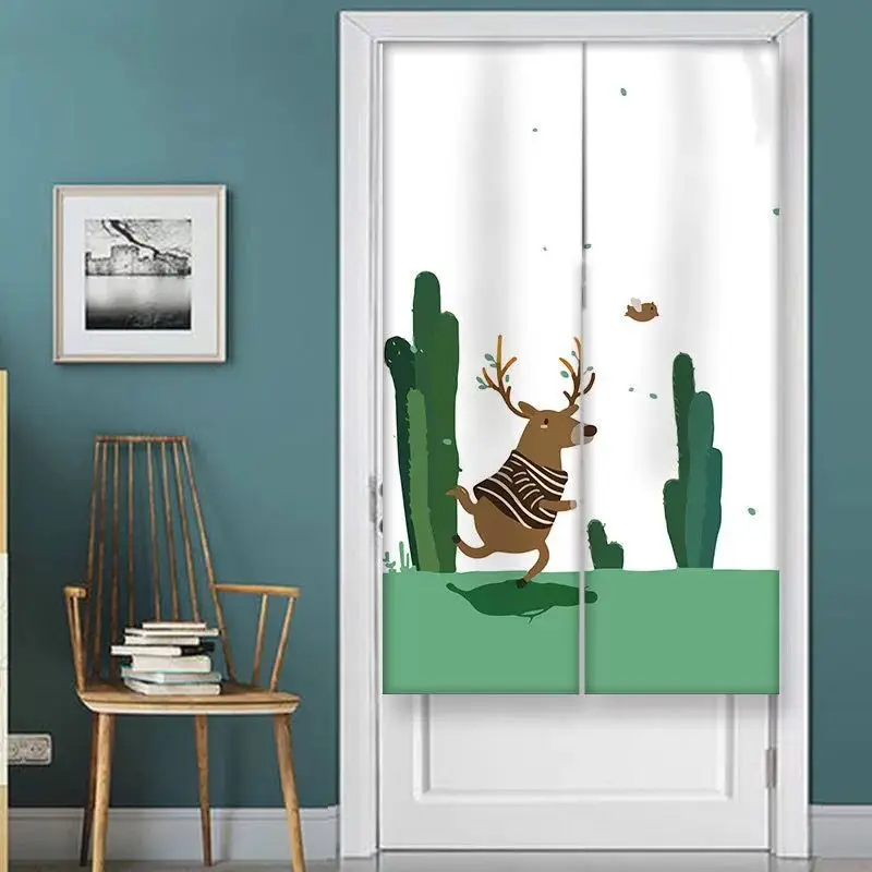 Занавеска на дверь с принтом животных тканевая перегородка полупанельная