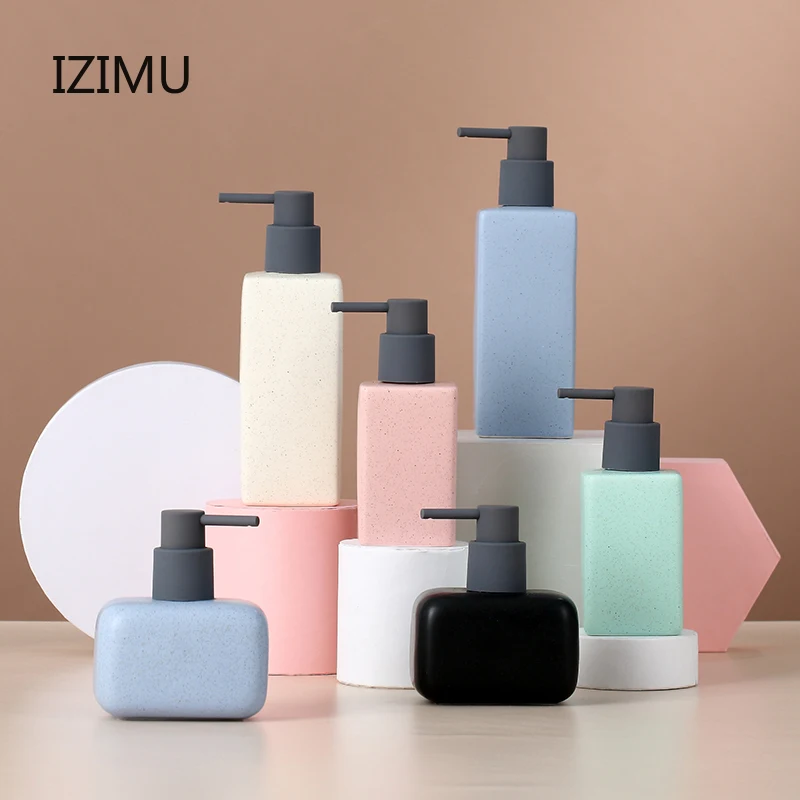 

High-grade Morandi Ceramics Lotion Bottle Liquid Soap Dispenser Kitchen Hand Sanitizer Storage Shampoo Bottle Bathroom Accessory