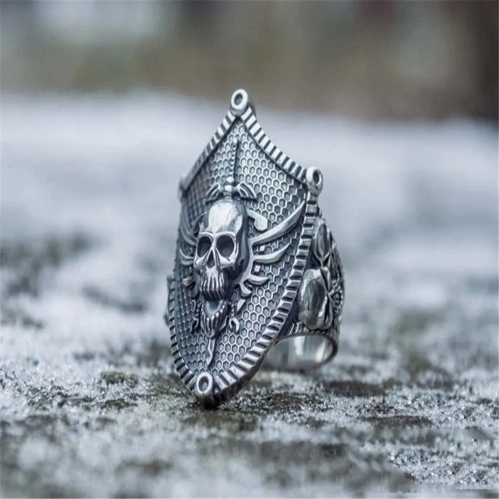 

Vintage unique creative ring skull knight silver color gothic men's ring knight punk style party men's ring jewelry gift