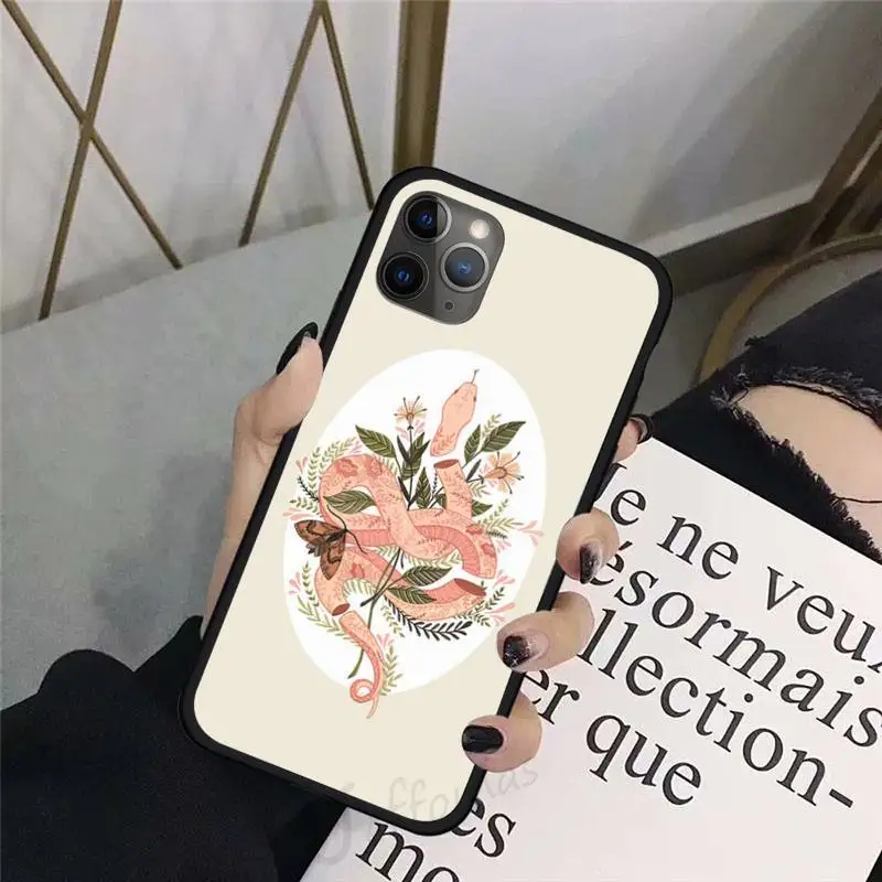 

Flower dragon snake horror black Phone Case For iphone 8 11 12 Redmi note 8 9 s huawei p 30 pro lite plus cover shell funda
