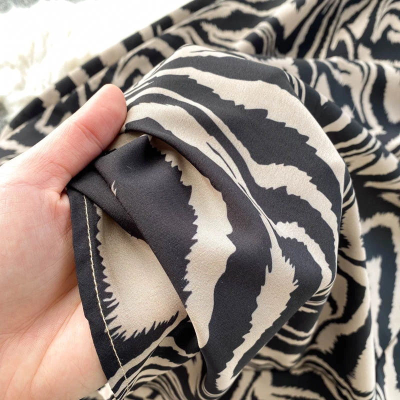 

Women Elegant Spaghetti Strap Backless Slim A-Line Midi Party Dress Vestidos Ins Fashion Zebra Print Sleeveless Summer Dress