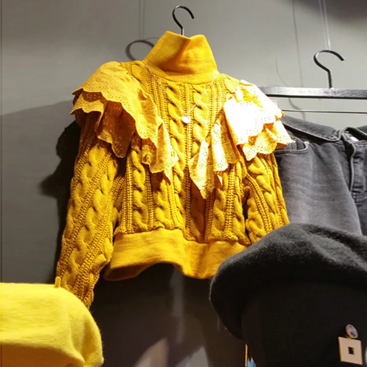 [EWQ] Весна 2020 новинка водолазка пуловеры вязаные пальто Корея с толстым теплым