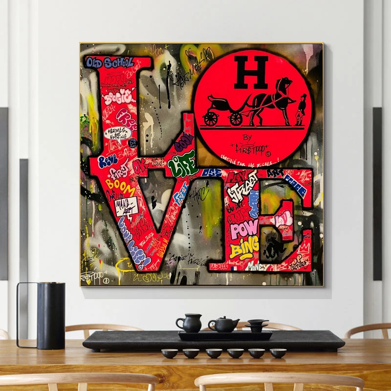 

Street Love Graffiti Art Pop Canvas Wall Art Poster Prints Cuadros Pictures for Home Decoration Anime Decor