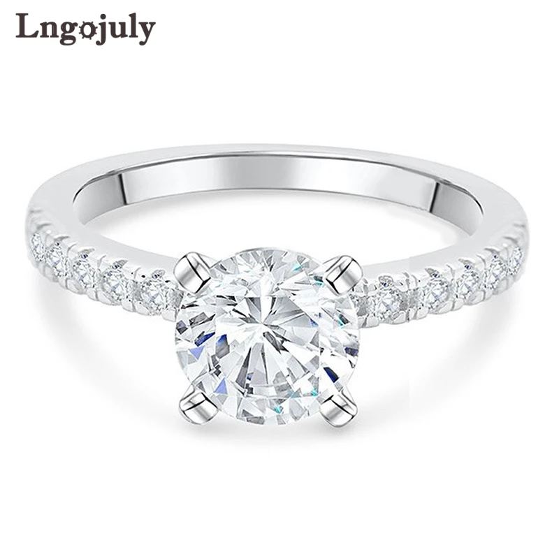 

Luxury Women Ring Rhinestone Ring 925 Sterling Silver Zircon Rings For Bride Anniversary Engagement Wedding Party Jewelry Gifts