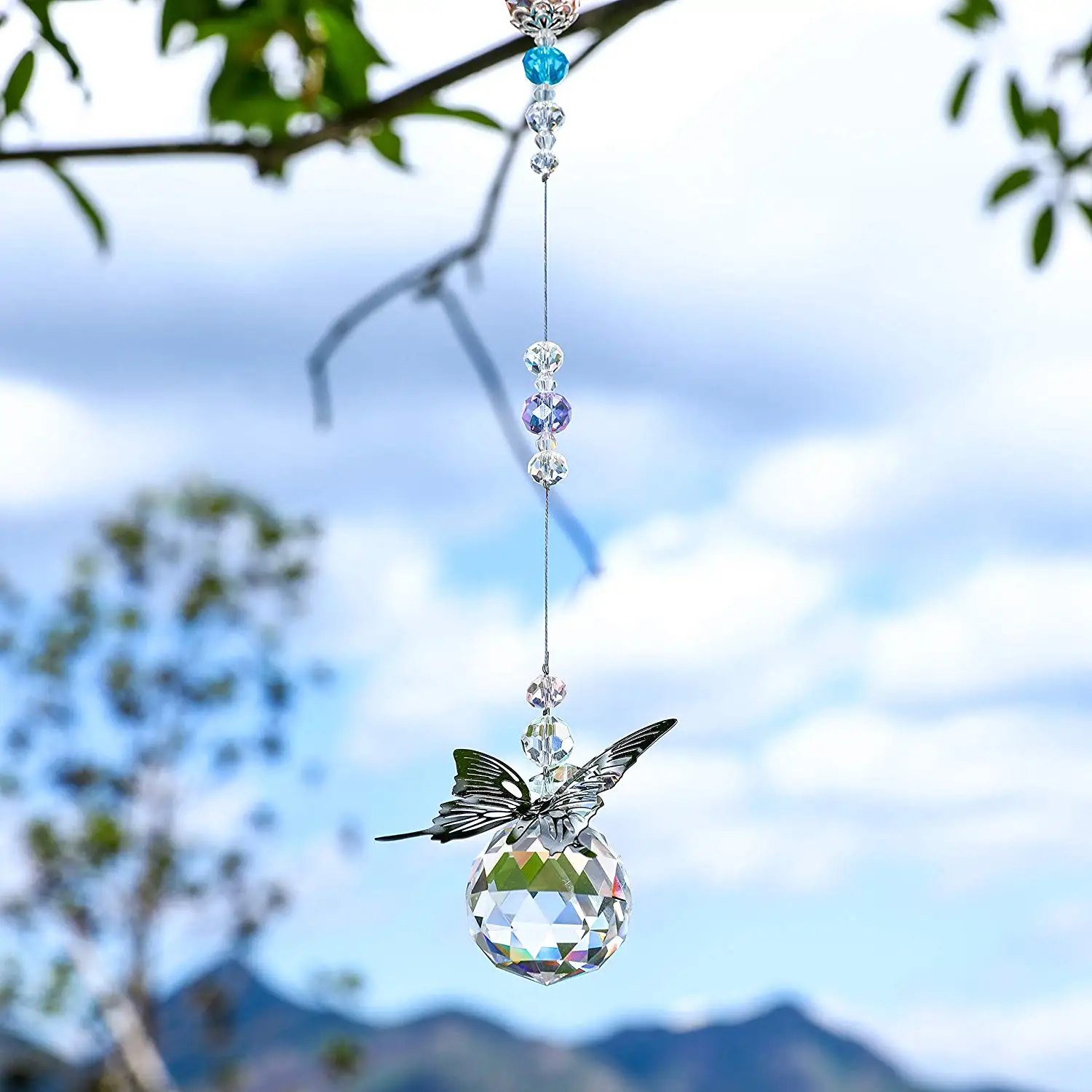 30 мм ручной работы чакра бабочка Suncatcher хрустальный шар призмы Радуга