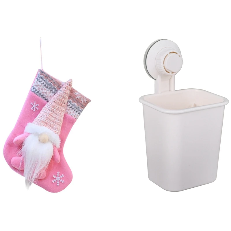 1 PC Suction Cup Toothbrush Holder Rack White &amp 1X Christmas Gift Socks Plush Candy Bag | Дом и сад