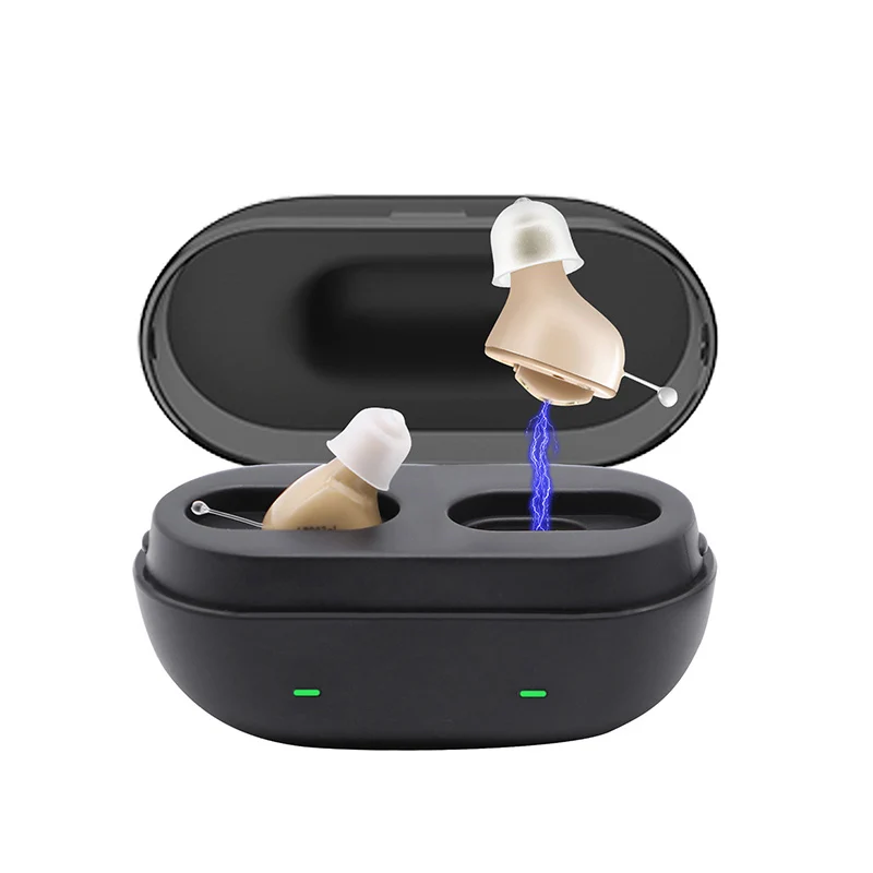 

Rechargeable Mini Hearing Aid ITC Invisible Wireless Sound Amplifier Adjustable Earbuds For Seniors Both Ear Digital Hearing Aid