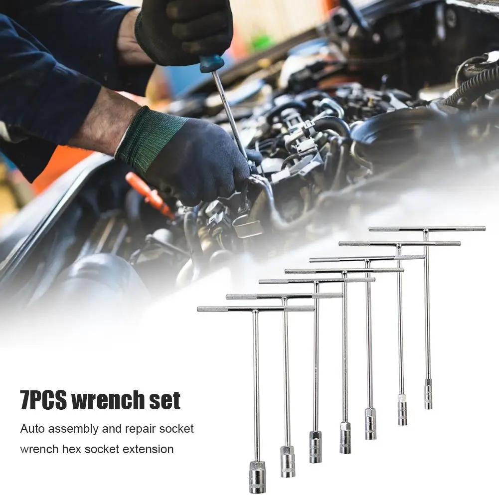 

7PCS T-Handle Wrench Tool Metric Socket Set Long Hex Key Wrench Car Repair Tools Hand Tool