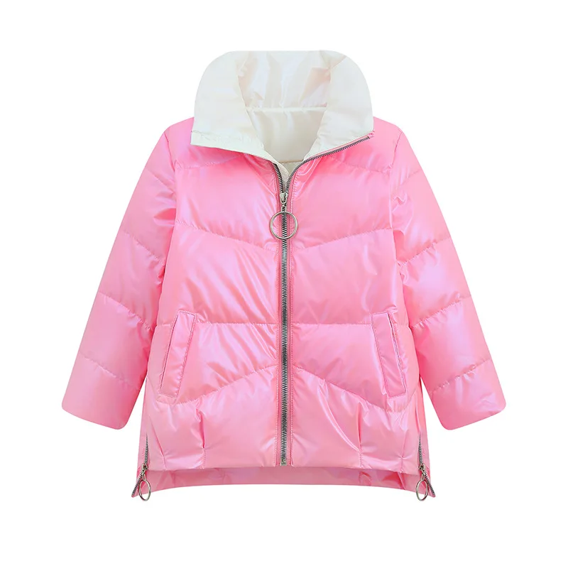 Зимняя детская стеганая куртка для девочек Теплая хлопковая с высоким