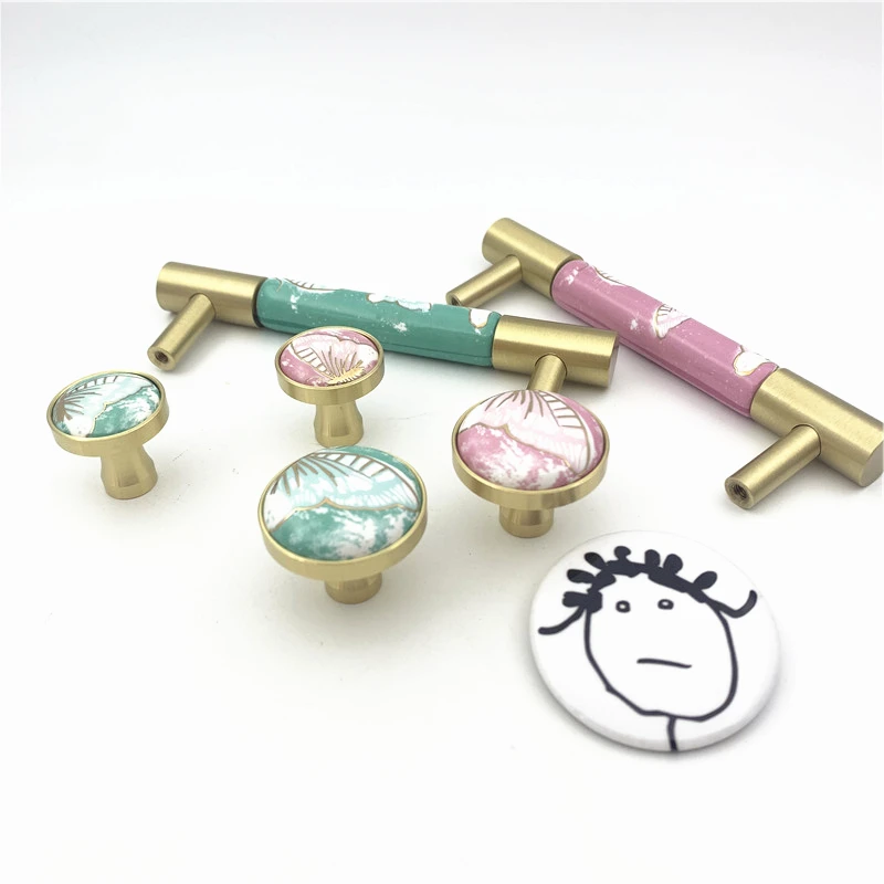 LCH в скандинавском стиле твердая латунная розовая Зеленая бабочка ручка для