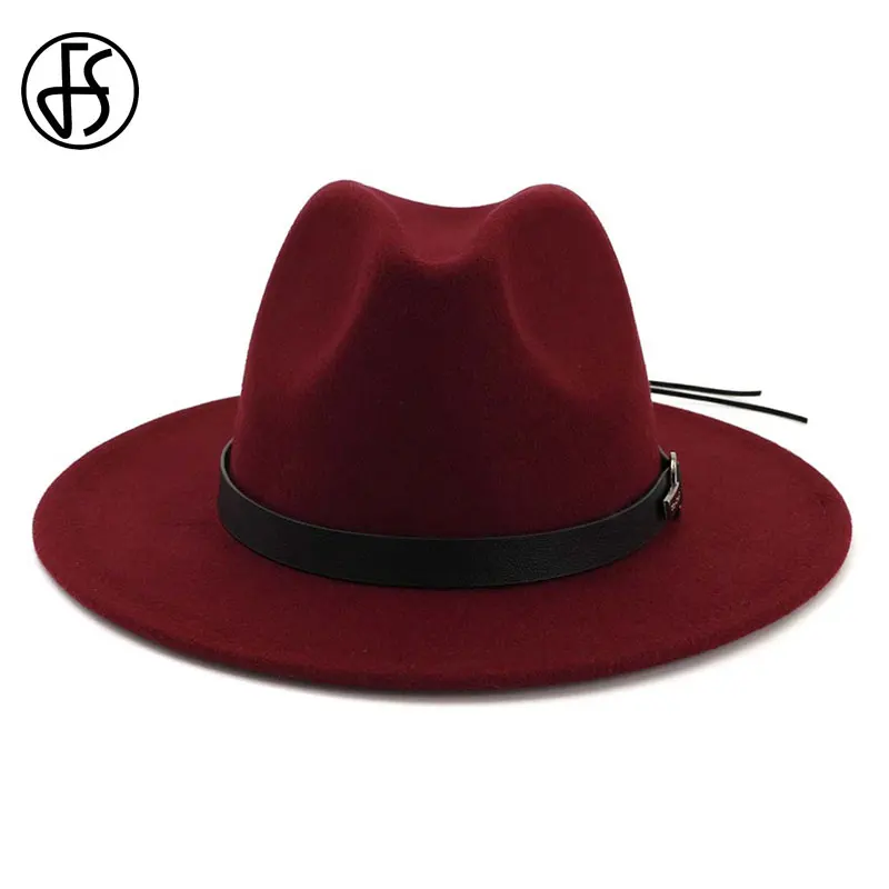 FS желтой шапки для мужчин и женщин с широкими полями шерстяная фетровую Джаз Fedora