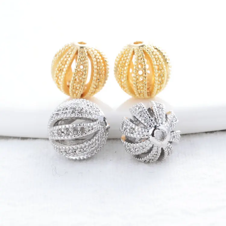 6 шт 10 мм 12 14 к позолоченные латунные металлические полые круглые бусины для